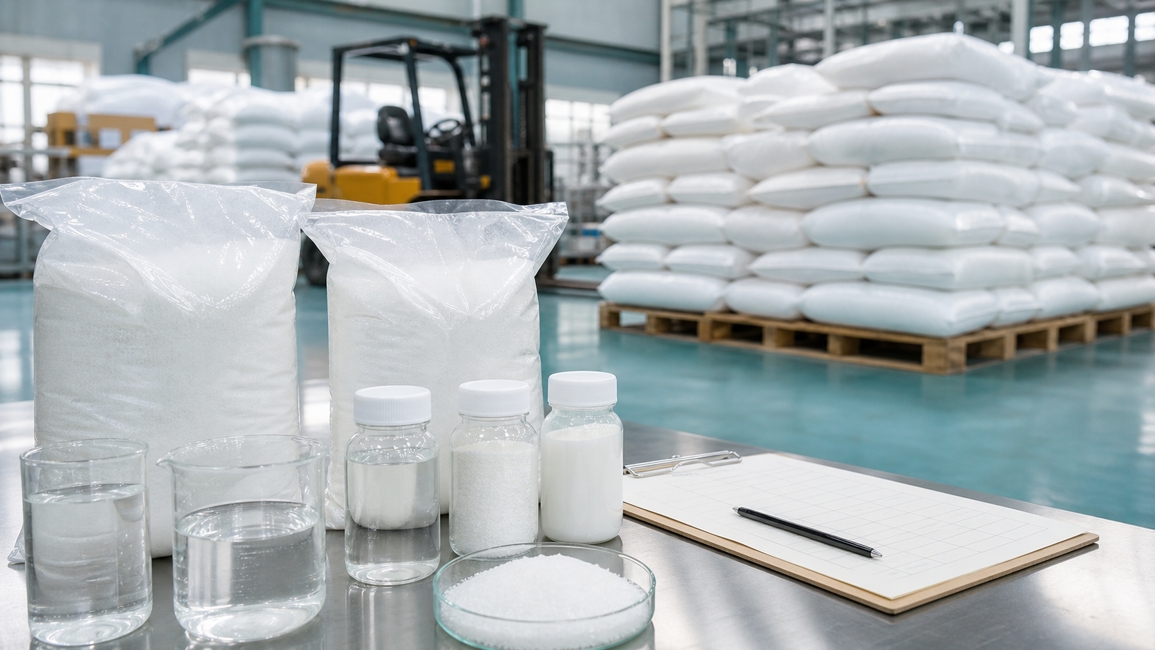 Factory direct polyacrylamide procurement with chemical bags samples and shipping pallets